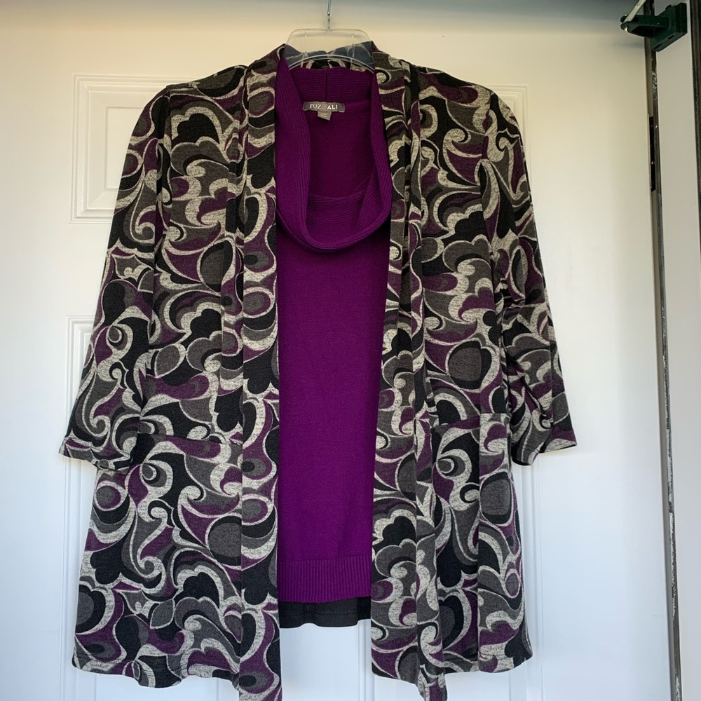 Roz & Ali Two Piece Lightweight Sweater Set-size2X